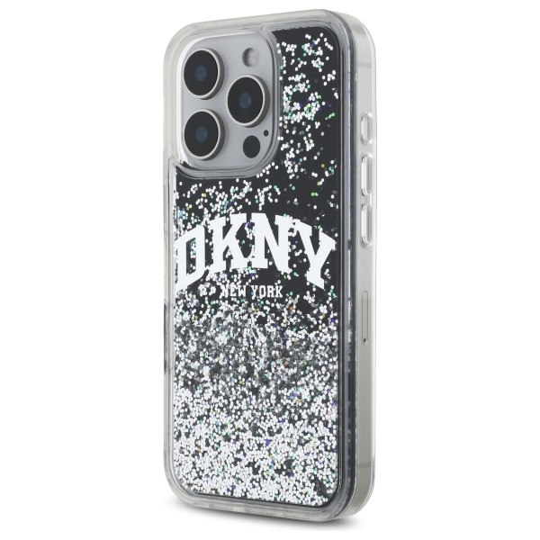 DKNY Mobilskal till iPhone 16 Pro Max Liquid Glitter Arch Logo - Svart