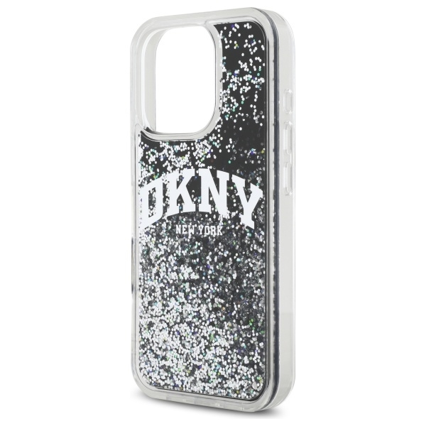 DKNY Mobilskal till iPhone 16 Pro Liquid Glitter Arch Logo - Svart
