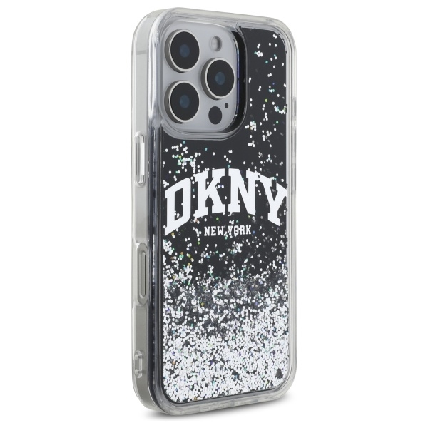 DKNY Mobilskal till iPhone 16 Pro Liquid Glitter Arch Logo - Svart