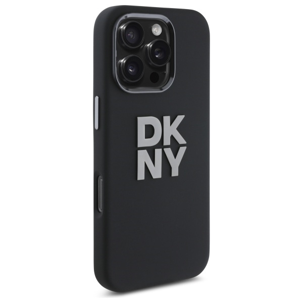 DKNY Mobilskal till iPhone 16 Pro Max Liquid Silikon Metall Logo - Svart