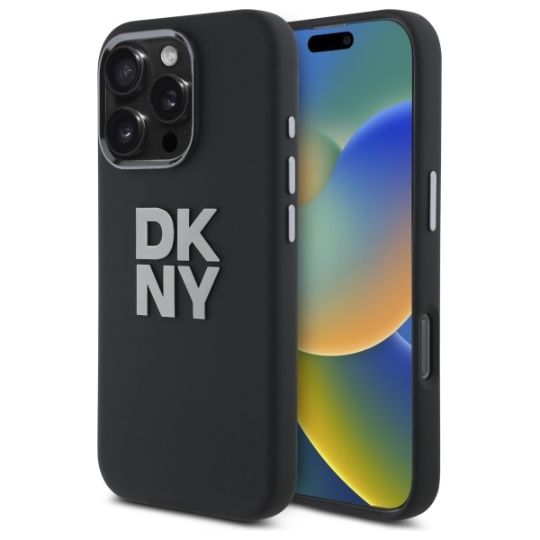DKNY Mobilskal till iPhone 16 Pro Max Liquid Silikon Metall Logo - Svart