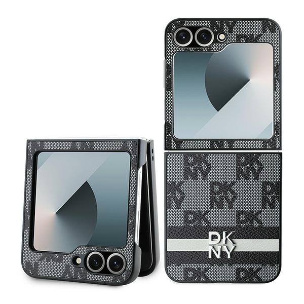 DKNY Mobilskal till Galaxy Z Flip 6 Chequered Pattern Printed Stripes - Svart
