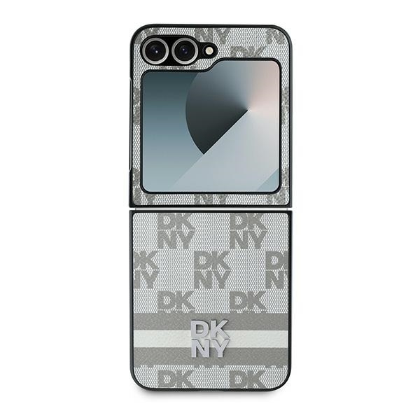 DKNY Mobilskal till Galaxy Z Flip 6 Chequered Pattern Printed Stripes - Beige