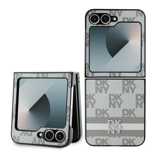 DKNY Mobilskal till Galaxy Z Flip 6 Chequered Pattern Printed Stripes - Beige