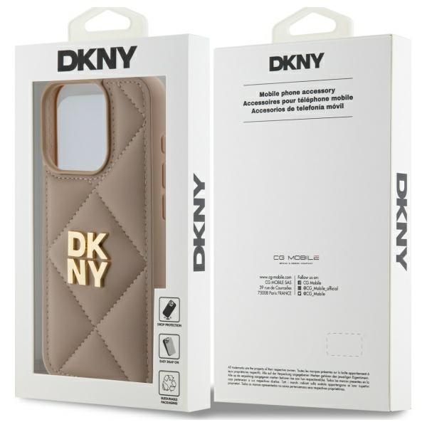 DKNY Mobilskal till iPhone 15 Pro Max Quilted Stack Logo - Beige