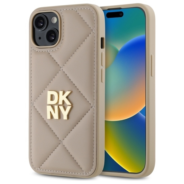DKNY Mobilskal till iPhone 14 Quilted Stack Logo - Beige