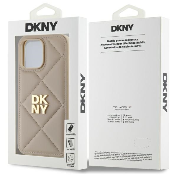 DKNY Mobilskal till iPhone 14 Pro Quilted Stack Logo - Beige