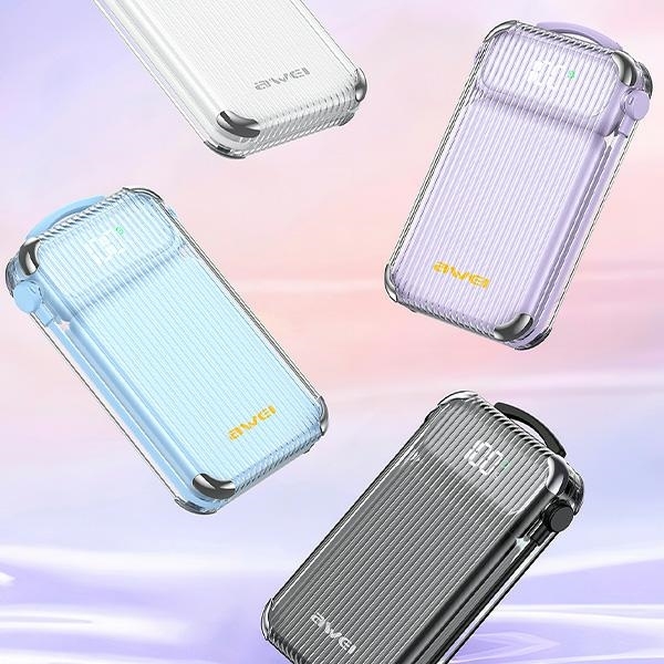 Awei Powerbank 10000mAh 22.5W USB-C/Lightning-kaapelilla