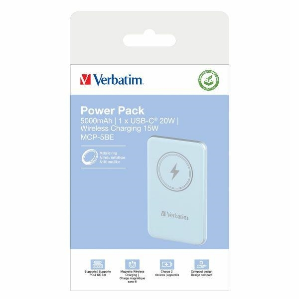 Verbatim Magnetisk Trådlös Powerbank 5000mAh 15W - Blå