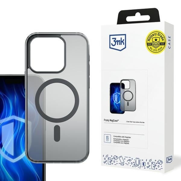 3MK Matkapuhelimen kuori iPhone 15 Pro MagSafe Frosty - Musta
