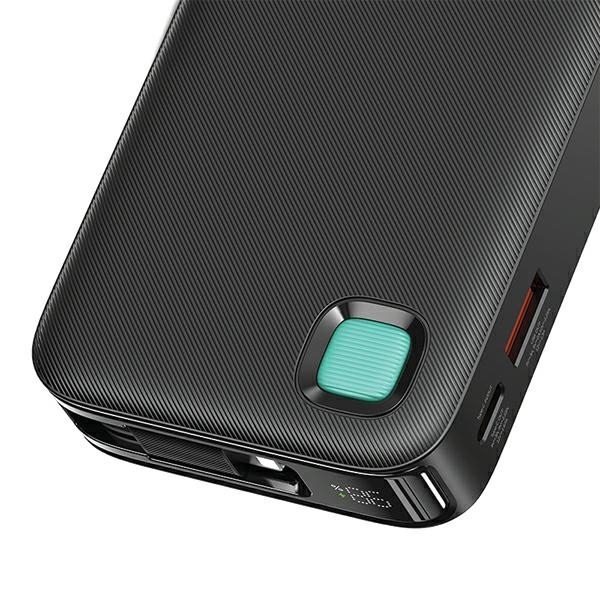 USAMS Powerbank 10000mAh 20W Med Lightning Kabel Retractable - Vit