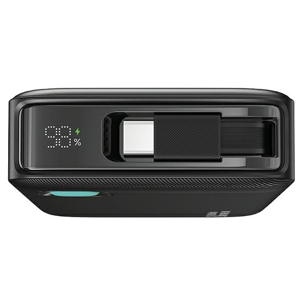 USAMS Powerbank 10000mAh 20W Med USB-C Kabel Retractable - Svart