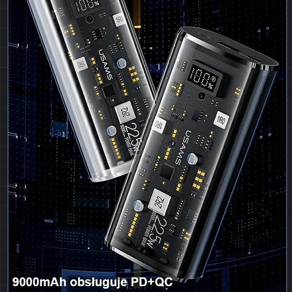 USAMS Strømbank 9000mAh 20W PD QC 3.0 - Sort