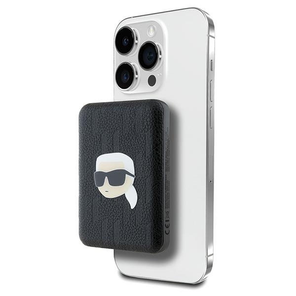 Karl Lagerfeld Trådlös MagSafe Powerbank 5000mAh 15W Karl Head Pin - Svart