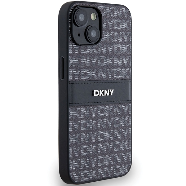 DKNY Mobilskal till iPhone 14/15/13 Läder Mono Stripe & Metal Logo