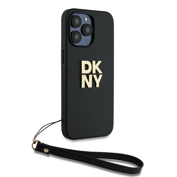 DKNY Mobilskal till iPhone 14 Pro Wrist Strap Stock Logo - Svart