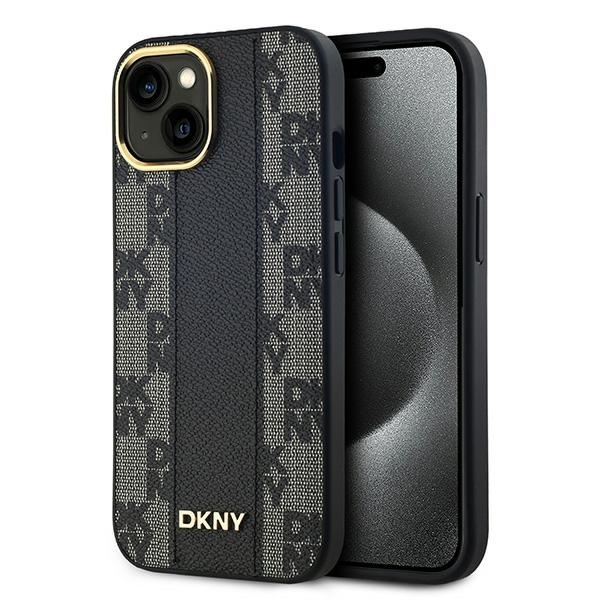 DKNY Mobilskal till iPhone 15 Plus/14 Plus MagSafe Läder Checkered Mono - Svart