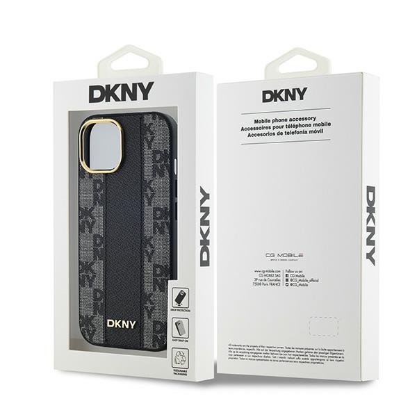 DKNY Mobilskal till iPhone 15 Plus/14 Plus MagSafe Läder Checkered Mono - Svart