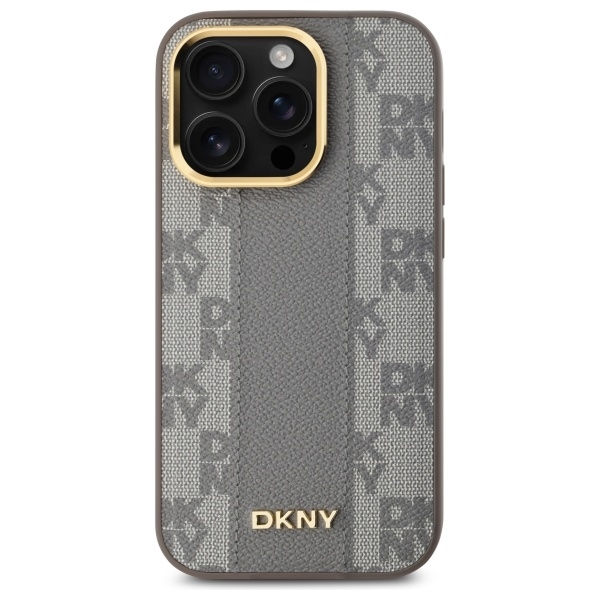 DKNY Mobilskal till iPhone 14 Pro MagSafe Läder Checkered Mono - Beige