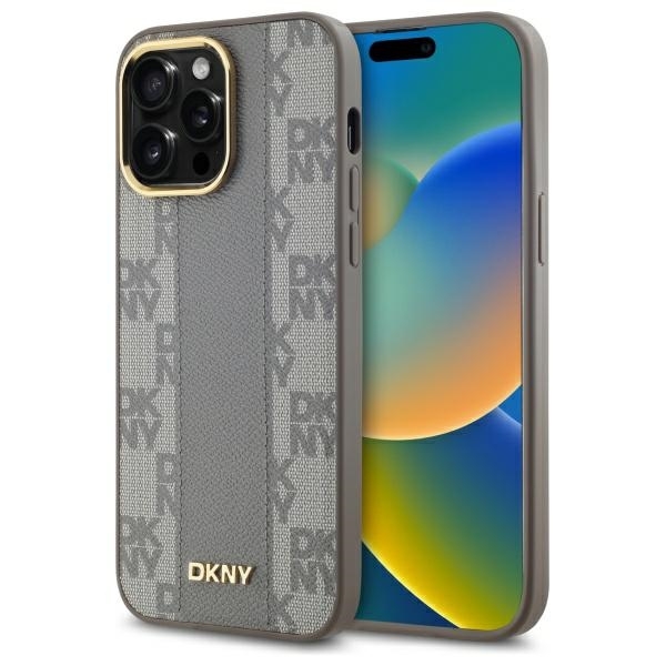 DKNY Mobilskal till iPhone 14 Pro Max MagSafe Läder Checkered Mono - Beige