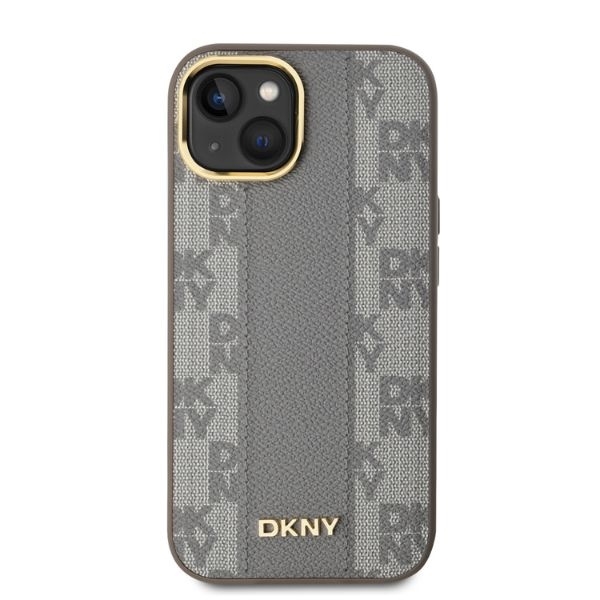 DKNY Mobilskal till iPhone 14 MagSafe Läder Checkered Mono - Beige