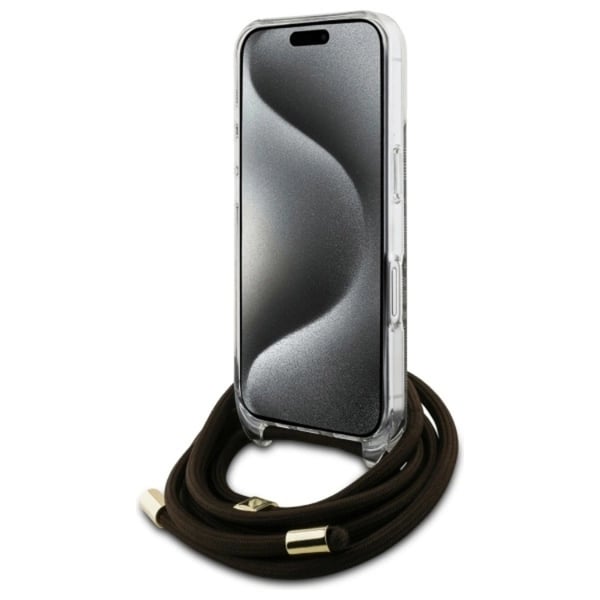 Guess Mobilskal till iPhone 16 Crossbody Cord 4G Print - Brun