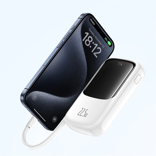 Baseus Powerbank 10000 mAh 22.5W USB-C Qpow Pro Plus - Hvid