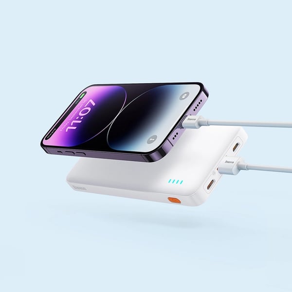 Baseus Powerbank 10000 mAh 20W Med USB-A Till USB-C Kabel - Vit