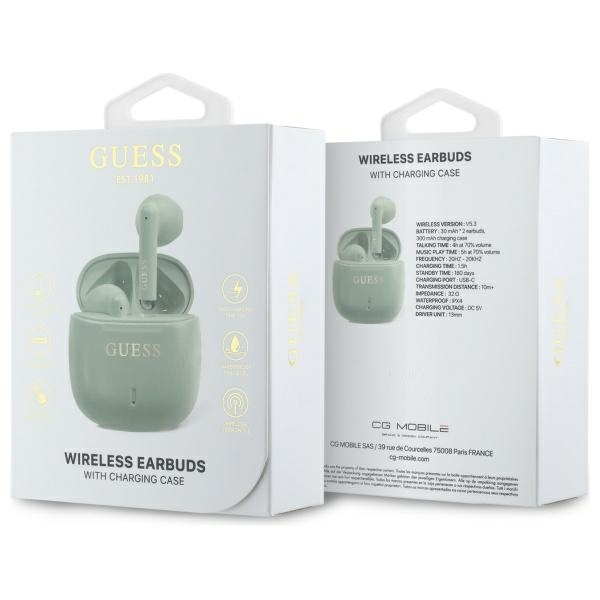 Guess TWS In-Ear Kuulokkeet Bluetooth Printed Classic Logo - Vihreä