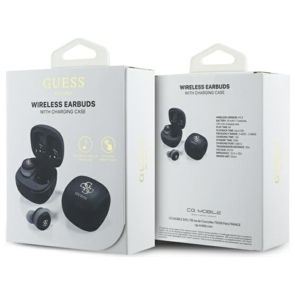 Guess TWS In-Ear Hörlurar Bluetooth Iridescent 4G Printed Logo - Svart