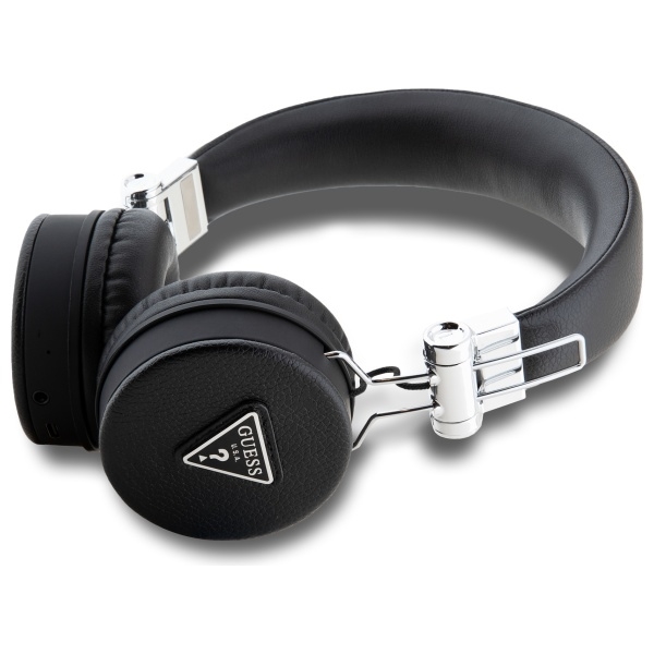 Guess On-Ear Kuulokkeet Bluetooth ENC Grained Classic Round Shape - Musta