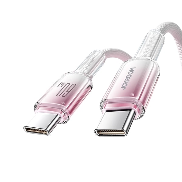 Joyroom S-A42 USB-C - USB-C 60W 1.2m Kaapeli Crystal-Clear Series - Valkoinen