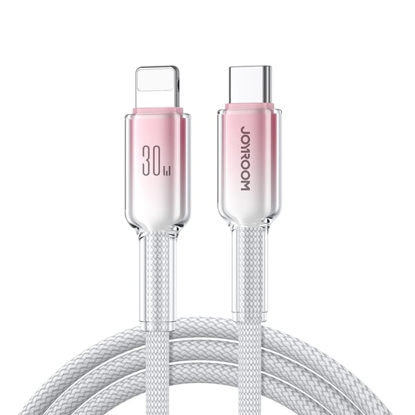 Joyroom S-A42 USB-C - Lightning 30W 1.2m Kabel Crystal-Clear Series - Hvid