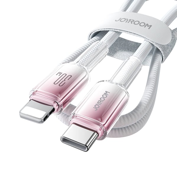 Joyroom S-A42 USB-C - Lightning 30W 1.2m Kabel Crystal-Clear Series - Hvid