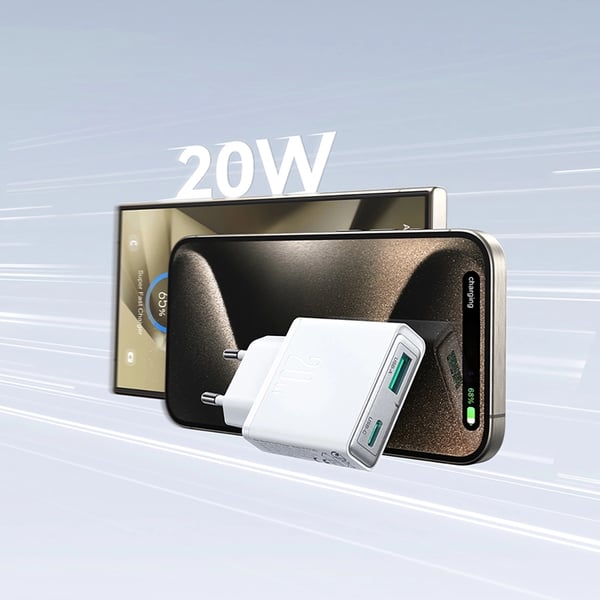 Joyroom Snabbladdare 20W USB-A - USB-C Super Slim - Vit