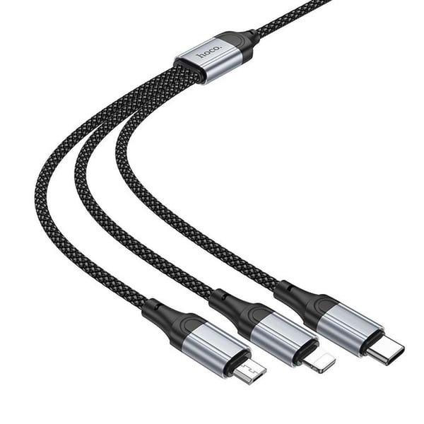 Hoco 3in1 USB-A till Lightning, USB-C, Micro-USB Kabel 2.4A 1m X102 - Svart