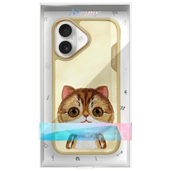 Nimmy-puhelinkotelo iPhone 16 Big Eyed Pet 2.0 Cat - Khaki