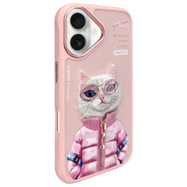 Nimmy Mobilskal till iPhone 16 Cool & Cute 2.0 Cat - Rosa