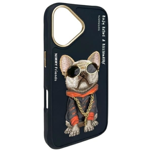 Nimmy Telefontaske til iPhone 16 Briller Cool Dog - Sort