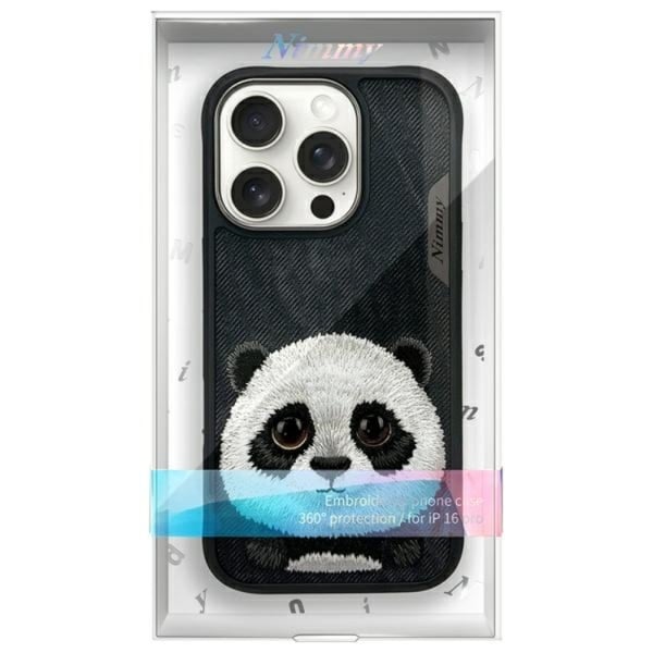 Nimmy Mobilskal till iPhone 16 Pro Big Eyed Pet 2.0 Panda - Svart