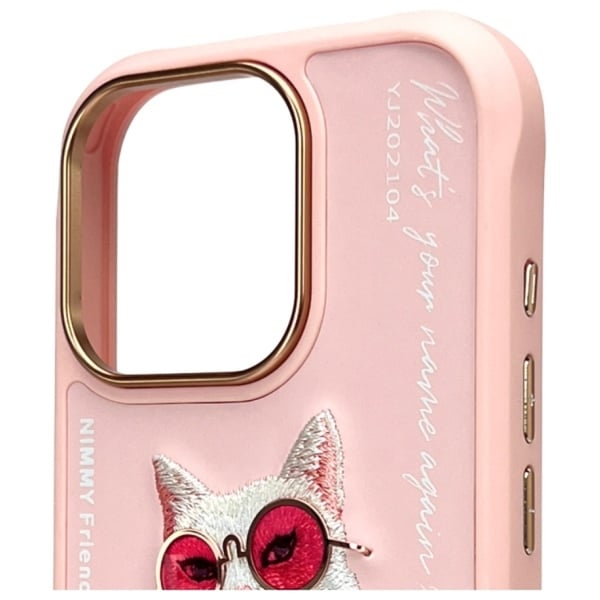 Nimmy Mobilskal till iPhone 16 Pro Glasses Cool Cat - Rosa