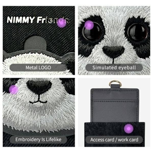 Nimmy Kortholder Big Eyed Pet 2.0 Panda - Sort
