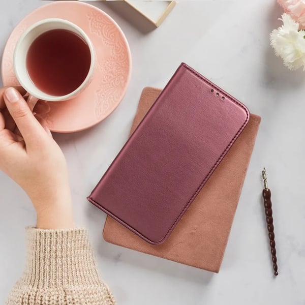 Xiaomi Redmi 14C Plånboksfodral Smart Magneto - Vinröd