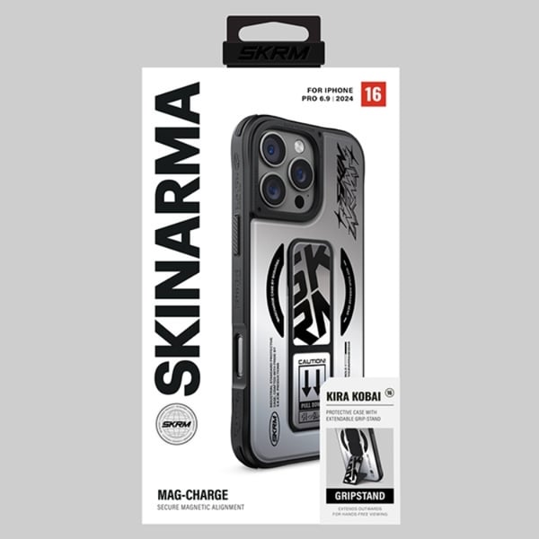 Skinarma Mobilskal till iPhone 16 Pro Max MagSafe Magnetic Grip Stativ- Chrome