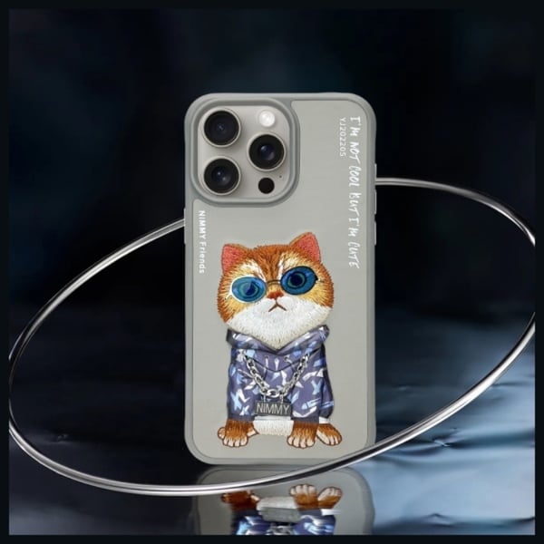 Nimmy Mobilskal till iPhone 15 Pro Max Glasses Cool Cat - Grå