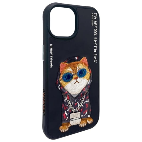 Nimmy Mobilskal till iPhone 15 Glasses Cool Cat - Svart