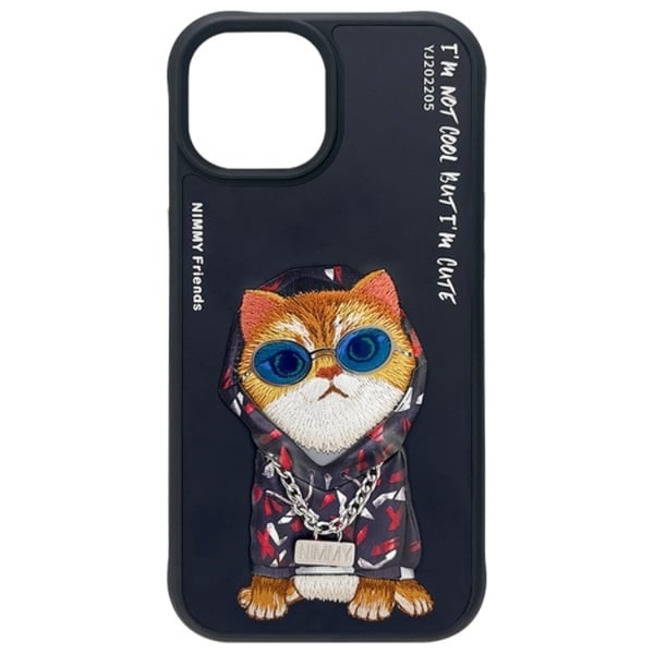 Nimmy Mobilskal till iPhone 15 Glasses Cool Cat - Svart