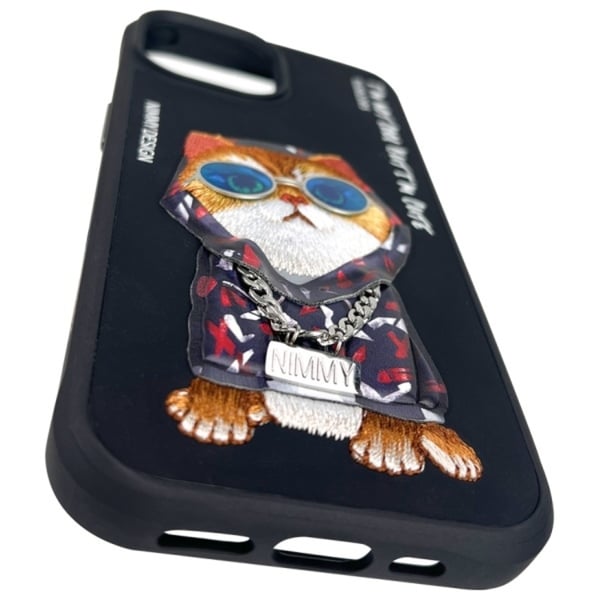 Nimmy Mobilskal till iPhone 15 Glasses Cool Cat - Svart