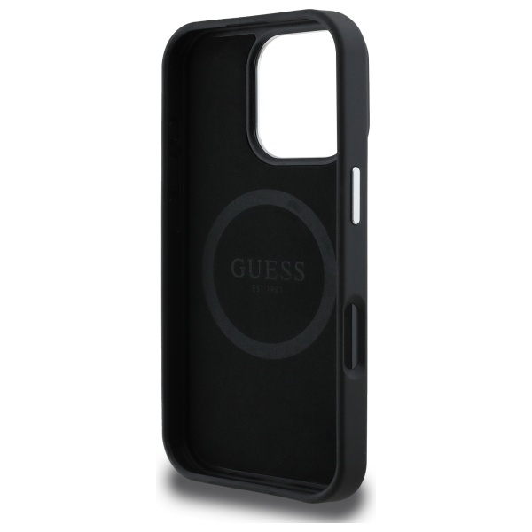 Guess Mobilskal till iPhone 16 Pro Max MagSafe Grained Triangle - Svart