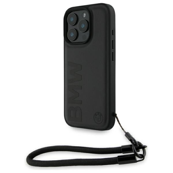 BMW Mobilskal till iPhone 16 Pro Signature Läder Wordmark Sladd